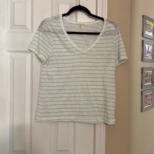 NWT, Mint Green and White Copper Key, V-Neck T-Shirt - Size Medium